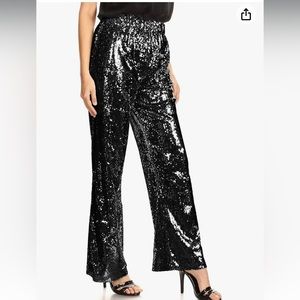 NWT DOSE black sparkly sequin party flair pants size S.